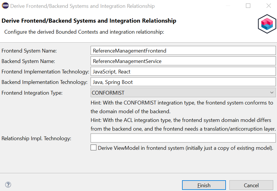 Splitting Frontend and Backend to yield System Bounded Context