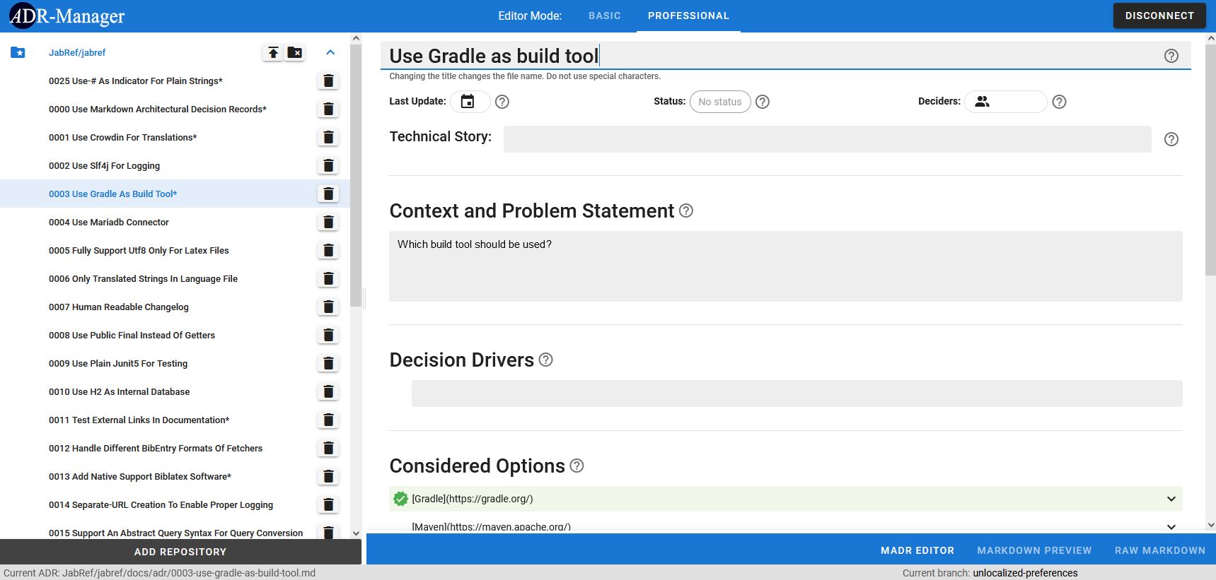 ADR Manager (Web/GitHub) in Action